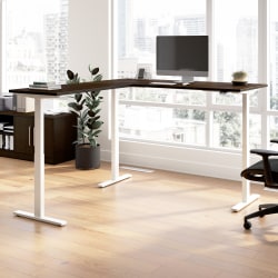 Bush Business Furniture Move 60 Series 72"W Height Adjustable L Shaped Standing Desk, Mocha Cherry/White Powder Coat, Standard Delivery
