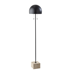 Adesso Wilder Floor Lamp, 62"H, Black/Travertine
