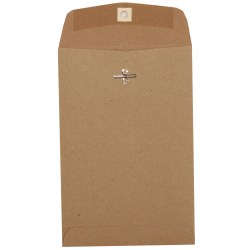 JAM Paper® Open-End Manila Catalog Envelopes With Clasp Closure, 6" x 9", Brown Kraft, Pack Of 10