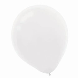 Amscan Latex Balloons, 12", Frosty White, 15 Balloons Per Pack, Set Of 4 Packs