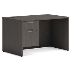 HON® Mod 48"W Computer Desk With Hanging Storage Pedestal, Slate Teak