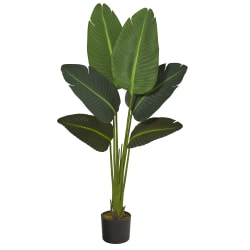 Nearly Natural Traveler’s Palm 45"H Artificial Plant With Planter, 45"H x 17"W x 15"D, Green/Black