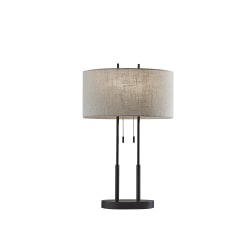 Adesso® Duet Table Lamp, 29"H, Taupe Shade/Antique Bronze Base