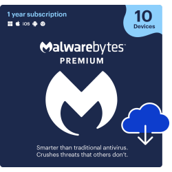 Malwarebytes Premium, For 10 Devices, 1-Year Subscription, Windows/Mac/Android, ESD