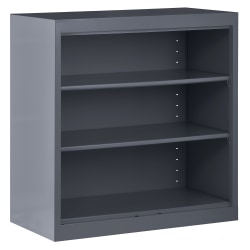 Sandusky 3-Shelf Welded Steel Bookcase, 36"H x 36"W x 18"D, Charcoal