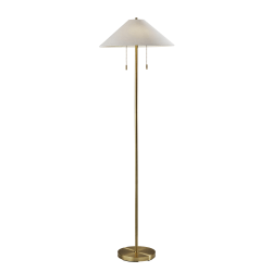 Adesso Claremont Floor Lamp, 60-1/2"H, Off-White/Antique Brass