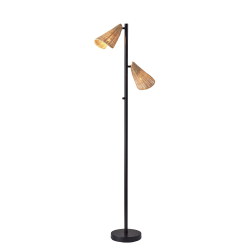 Adesso® Cove 2-Light Tree Floor Lamp, 62-3/4"H, Natural Rattan/Black