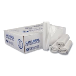Interplast Group Low Density Commercial Can Liners, 16 gal, 0.35 mil, 24" x 33", Clear, Perforated Roll, 50 Bags/Roll, 20 Rolls/Carton