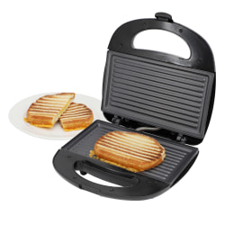 MegaChef Electric Sandwich Maker And Panini Press Indoor Grill, 4-1/2"H x 8-13/16"W x 9-3/16"D, Silver/Black