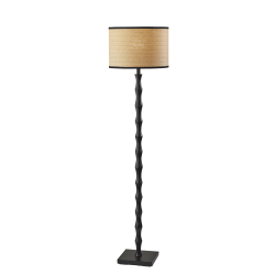 Adesso Simplee Berkeley Floor Lamp, 60"H, Natural Paper Rattan/Black