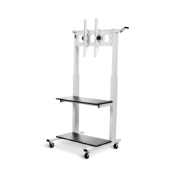 Luxor NCNR Crank Adjustable Flat Panel TV Cart, 66-1/4"H x 30"W x 29-1/2"D, White