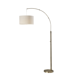Adesso Simplee Barton Arc Lamp, 75-1/2"H, Antique Brass/Oatmeal