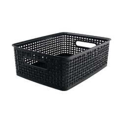 Realspace® Plastic Weave Bin, Medium Size, Black