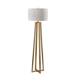 Adesso Simplee Oakley Floor Lamp, 58-1/2"H, Antique Brass/White