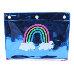 Office Depot® Brand 3-Ring TPU Pencil Pouch, 7" x 9-5/8", Blue/Rainbow