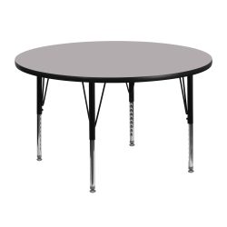 Flash Furniture Round Thermal Laminate Activity Table With Height-Adjustable Short Legs, 25-1/8"H x 48"W x 48"D, Gray