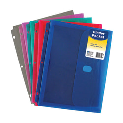 C-Line® Binder Pockets With Hook-And-Loop Closure, 8 1/2" x 11", Assorted Colors, Pack Of 18