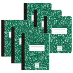 Roaring Spring Paper Products Composition Book, 5x5 Graph, 9-3/4" x 7-1/2", 100 Sheets, Green Marble, Pack Of 6