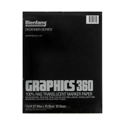 Bienfang Graphics 360 Translucent Marker Pad, 11" x 14", White, 50 Sheets