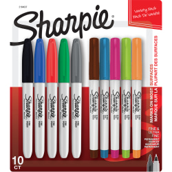Sharpie Permanent Markers, Fine and Ultra Fine, Assorted Colors, Pack Of 10 Markers