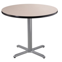 National Public Seating Round Café Table, X-Base, 30"H x 36"W x 36"D, Gray Nebula/Gray