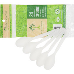 Ohanaware Disposable Cutlery, Spoons, White, Pack Of 24