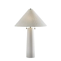 Adesso Waylon Table Lamp, White/White Boucle Fabric Shade
