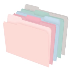 Office Depot® Brand File Folders, 1/3 Cut, Letter Size, Assorted Pastel Colors, Box Of 100 Folders
