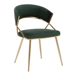 LumiSource Jie Glam Dining Chairs, Green/Gold, Set Of 2 Chairs