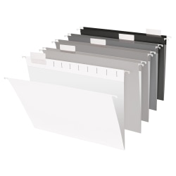 Office Depot® Brand Hanging File Folders, 1/5-Cut, Letter Size, Assorted Grayscale Colors, Pack Of 25 Folders