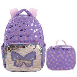 Madison & Dakota Butterfly Quilted Backpack With Lunch Box, Purple