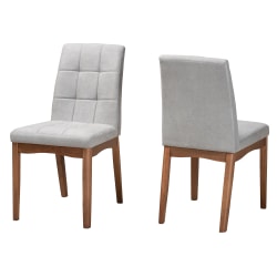 Baxton Studio Tara Dining Chairs, Light Gray/Walnut Brown, Set Of 2 Chairs
