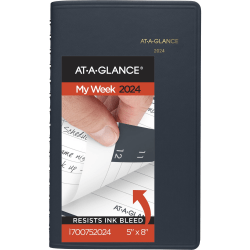 2024 AT-A-GLANCE® Weekly Appointment Book Planner, 5" x 8", Navy, January To December 2024, 7007520