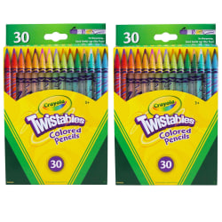 Crayola Twistables Colored Pencils, 2 mm, Assorted Colors, 30 Colored Pencils Per Box, Set Of 2 Boxes