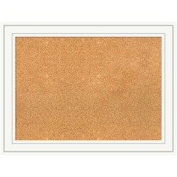 Amanti Art Rectangular Non-Magnetic Cork Bulletin Board, Natural, 33" x 25", Craftsman White Wood Frame