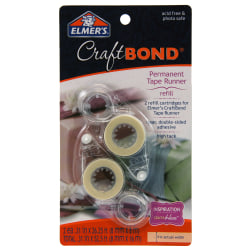 Elmer’s CraftBond Permanent Tape Runner Refills, Clear, Double Sided, 26-1/4’, Pack Of 2 Refills