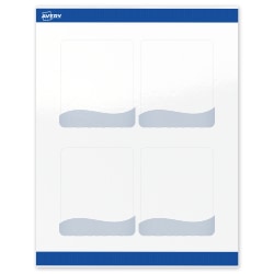 Avery® Printable Labels With Sure Feed® Technology, S00-ETY, Rectangle, 4" x 3-1/3", Glossy White With Preprinted Blue Waves Design, Pack Of 40
