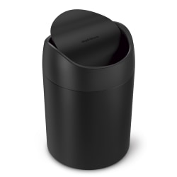 simplehuman Steel Mini Round Trash Can, 0.4 Gallon, Matte Black