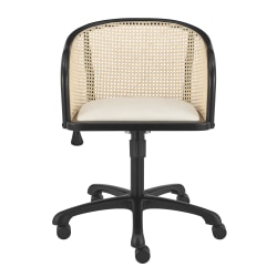 Eurostyle Elsy Adjustable Velvet Low-Back Office Task Chair With Cane Back, Beige/Black