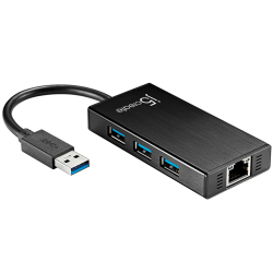 j5create 3-Port USB 3.0 Gigabit Ethernet Hub, Black, JUH470