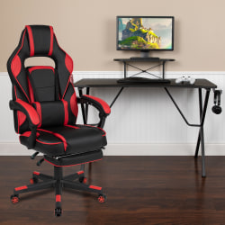 Flash Furniture Gaming Desk And Chair Set With Cup Holder, Headphone Hook, Monitor Stand, Footrest & Reclining Back/Arms, Red