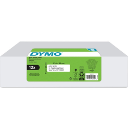 DYMO® LabelWriter Address Labels, 1-1/8" x 3-1/2", Rectangle, White, 350 Labels Per Roll, Pack Of 12 Rolls