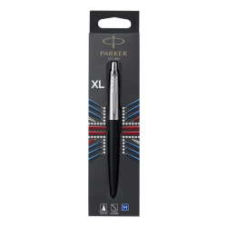 Parker Jotter XL Ballpoint Pen, Richmond Matte Black, Chrome Trim, Medium Point, Blue Ink