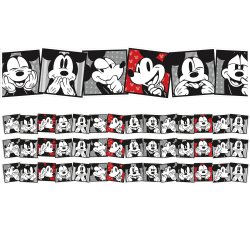 Eureka School Extra-Wide Deco Trim, Mickey Mouse® Throwback Mickey Selfies, 37’ Per Pack, Set Of 3 Packs