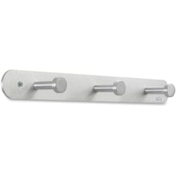 Safco Rounded Design Coat Hooks, 2"H x 18"W x 2 5/8"D, Silver