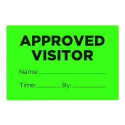 COSCO Pre-Printed Labels, Approved Visitor, 2" x 3", Fluorescent Green, Pack Of 100 Labels