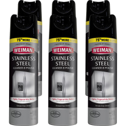 Weiman Products Stainless Steel Cleaner/Polish - Aerosol - 17 fl oz (0.5 quart) - Floral Scent - 6 / Carton - Clear