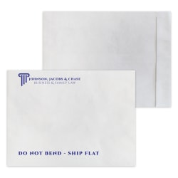 Custom 1-Color, Zip Stick® DuPont™ Tyvek® White Mailing Envelopes, 9" x 12", Open End, Box Of 500