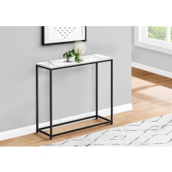 Monarch Specialties Ponce Laminate/Metal Narrow Accent Console Table, 29"H x 31-1/2"W x 11-1/2"D, White Marble/Black