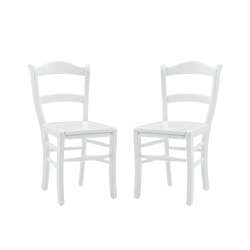 Linon Jaffrey Wood Side Accent Chairs, White, Set Of 2 Chairs